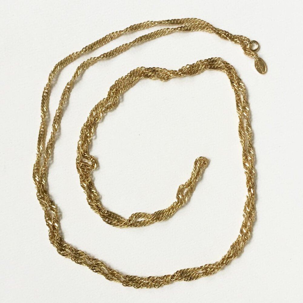 Vintage Vendome Gold Tone Twisted Rope Diamond Cut Chain Necklace